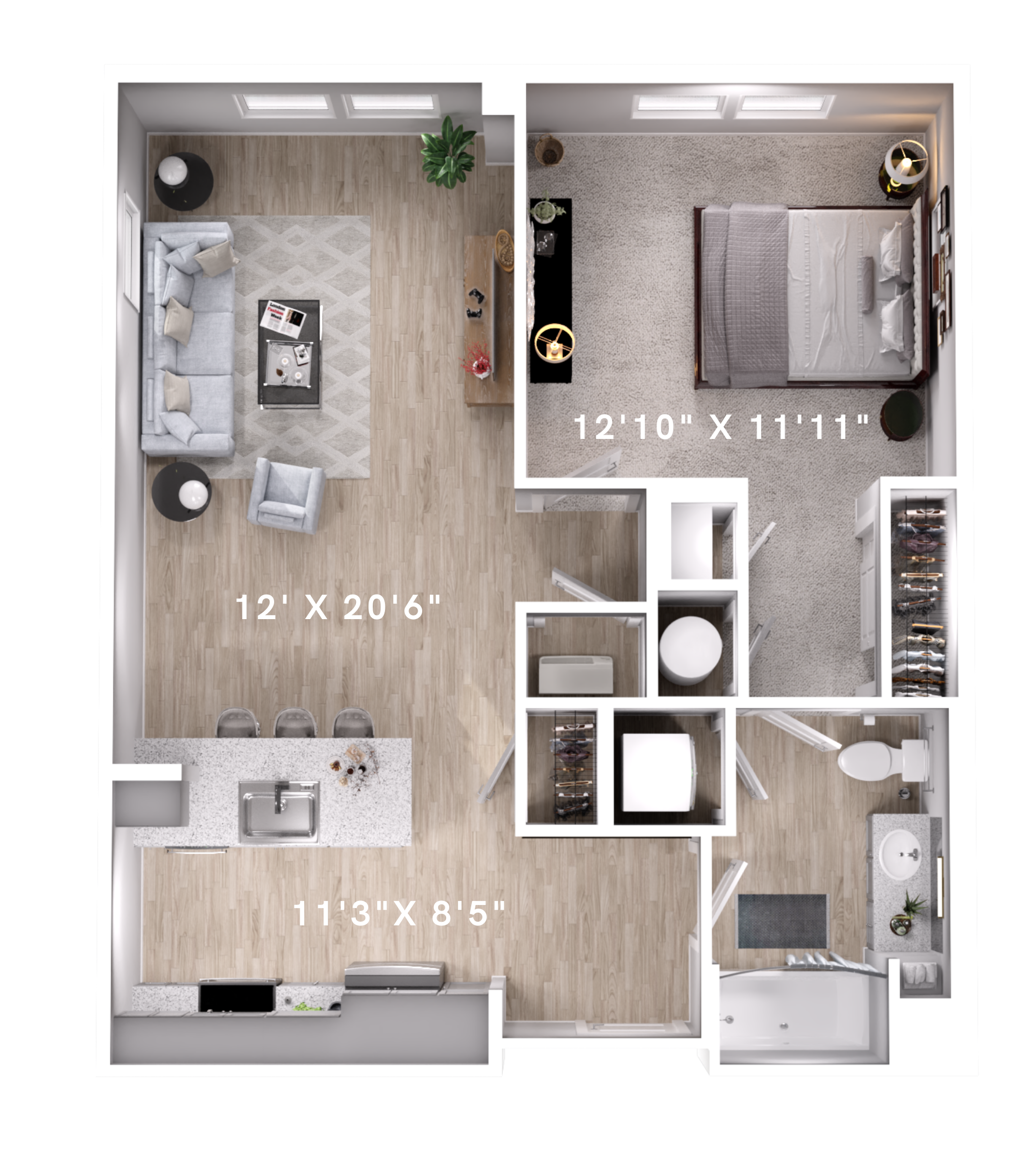 1BR 1BA (738 SF)